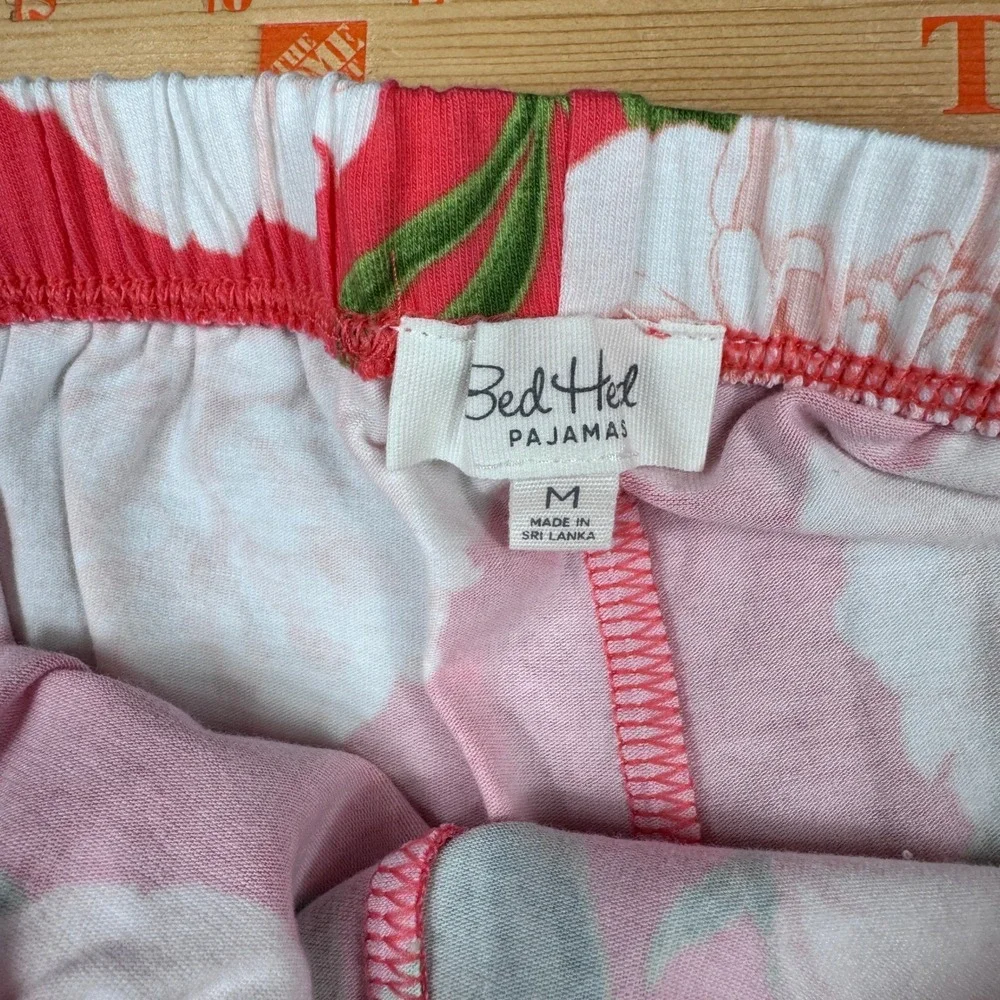 Bed Head Pajamas Women's Size M Coral Peony Print Long Sleeve Pajama Set NEW